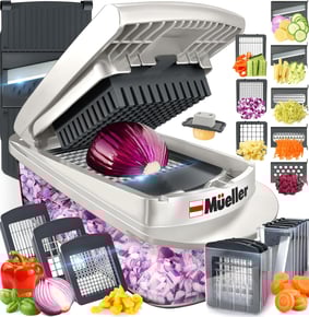 Mueller Pro-Series 10-in-1, 8 Blade Vegetable Chopper, Onion Mincer, Cutter, Dicer, Egg Slicer with 