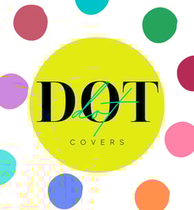 Dot covers black and teal logo with colorful dots