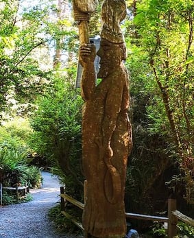 CA Coast - A carved wooden statue at the Trees of Mystery in Klamath