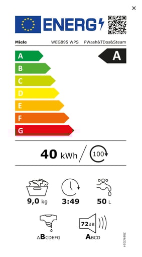Energielevel von der Miele WEG 895 WPS