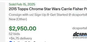 Carrie fisher signed star wars ebay listing 