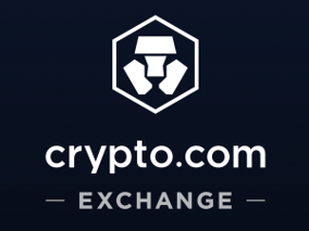 a crypt exchange exchange logo on a dark blue background