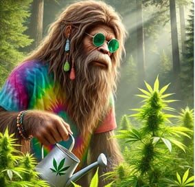 Bigfoot feeding his cannabis plants