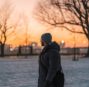 Shadi Alhannat Photography in Duesseldorf sunset in a snow day