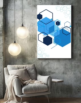 Blue geometric wall canvas printable file