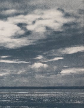 Tirage cyanotype viré au café Mer obscure en vente