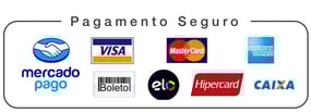 Medios de pago seguros: visa, mastercard, mercado pago, hipercard, caixa, boleto y mas.