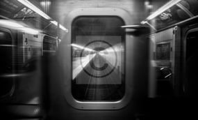 a subway train car with a sign that says no one is allowed