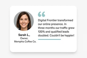 a woman with a quote about Digital Frontier Marketing