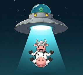 Vaca siendo aducida por alien