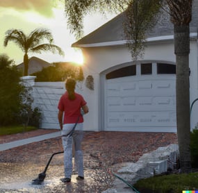 A tech makes a driveway shine in jacksonville