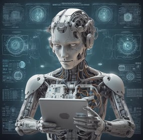 a robot - like humanoid - like robot with a tablet