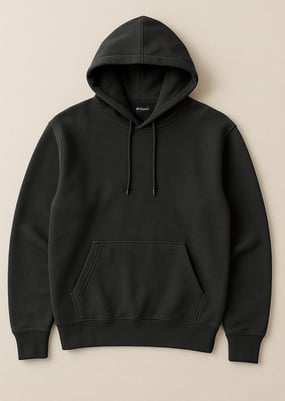 a black hoodie with a hoodie and a hoodie