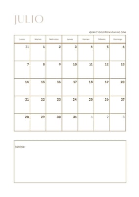 Calendarios de julio para imprimir gratis