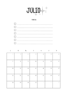 Calendarios de julio para imprimir gratis