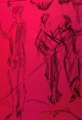 salsa dancers sketches drawings preparatory drawings