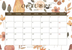 Calendario de Octubre con dibujos temáticos de otoño