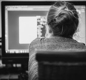 a woman working on a computer software