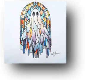 Tiffany Swensen watercolor painting ethereal glass ghost stained glass