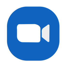 ZOOM icon - a video camera on a blue background