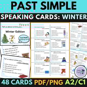 Past Simple  Vocabulary ESL Winter and Christmas speaking cards