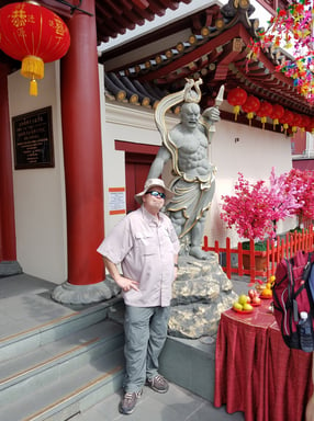 The Pirate outside the Buddha Tooth Relic Temple in Singapore