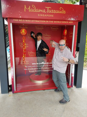 The Pirate hangs out with Jackie Chan on Sentosa Island in Singapore