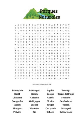 Sopa de letras: parques nacionales