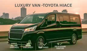 Toyota Hiace luxury van for group airport transfers and chauffeur service in Thailand, seating 9 pas