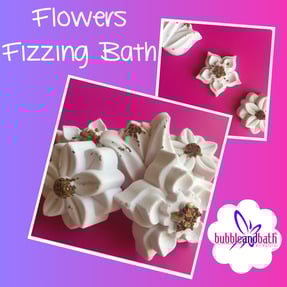 a bunch of flowers that are bath bombs without harsh chemicals