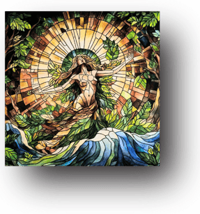 tiffany swensen watercolor painting Gaia stained glass