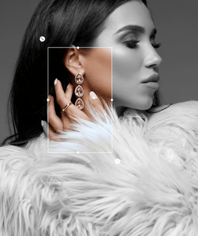a woman with a white fur coat