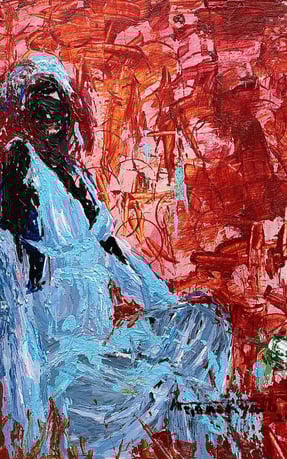 Once given a white rose I, Acrylic on card, 2024, 25.4x33.02cm (Agbalaya Abdulahi)