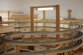 model train display under construction a helix