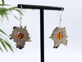 Antler earrings with amber