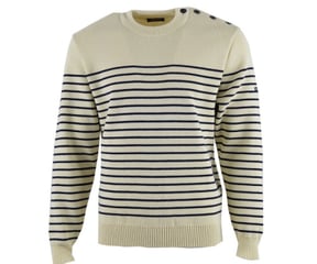 Pull marin rayé à col rond 100 % laine Binic Saint James