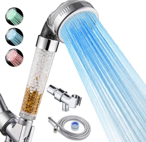 LED color-changing showerhead that lights up your water stream