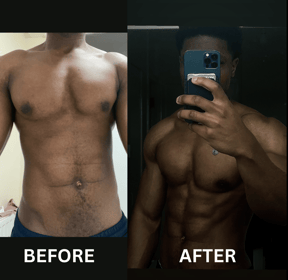 Before and After image of transformation of client