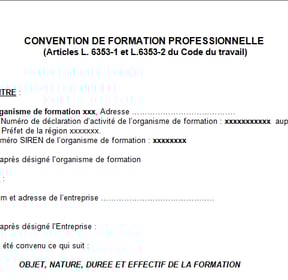 Modèle convention de formation
