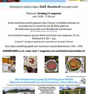 Batikworkshop, batikartist, shuenlispirit, netherlands, woerden, batikpainting