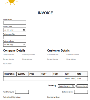 invoice generator! Create invoice now with company logo option available absolutely free of cost. 