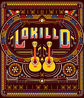 Poster inspirado en colombia con guitarras y colores de la bandera