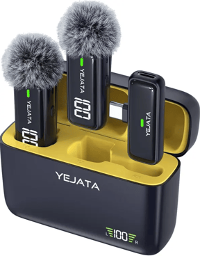 YEJATA K6 Micrófono Lavalier para teléfono con transmisor Pantalla Digital