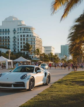 a white porsche 911 Turbo S parked on the side of a road