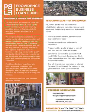 Providence Business Loan Fund Handout Back