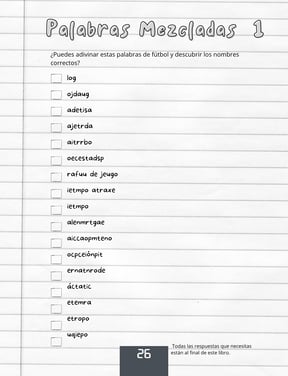 Lista palabras futbol mezcladas actividad