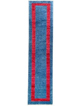 BLUE RED RUNNER - 322cm x 76cm (10'6 x 2'6) - HALL RUNNERS - ARTISAN CARPET