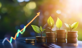 wealth growing with chart arrow for stocks