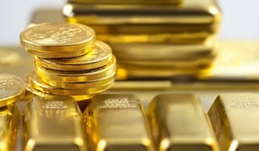 a lot of high quality gold bullion bars and coins
