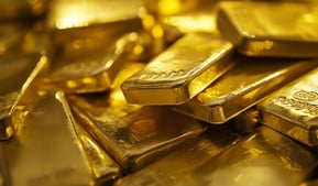 high quality gold bars in big pile